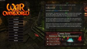 War for the Overworld Hauptmenü