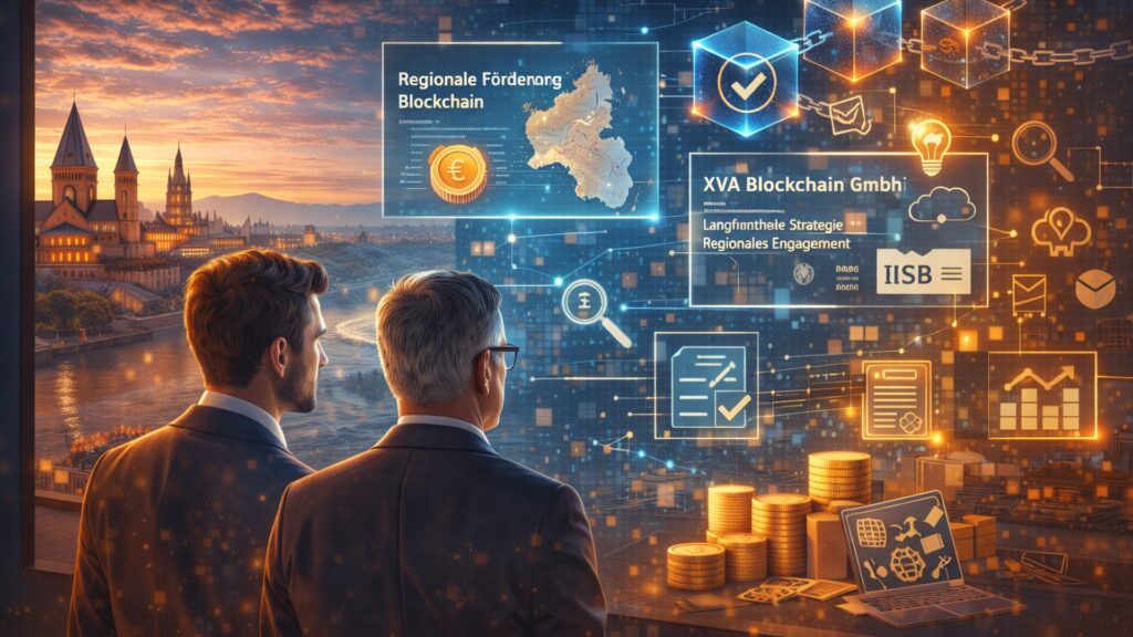 Entscheider betrachten Förderprojekte und Blockchain-Initiativen in Rheinland-Pfalz anhand digitaler Informationspanels