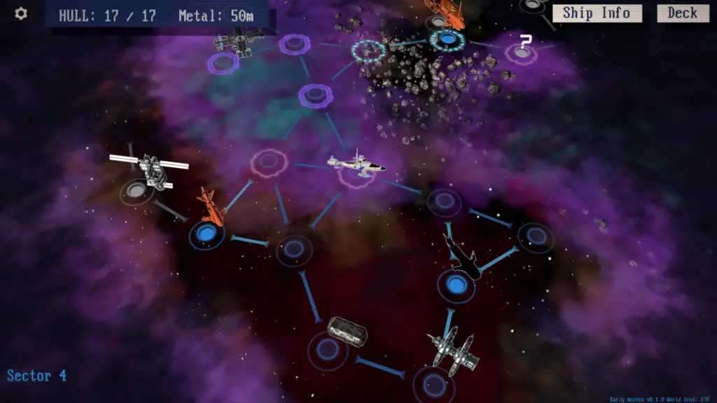 Galaxiekarte mit Sektoren und Routen in Command Deck