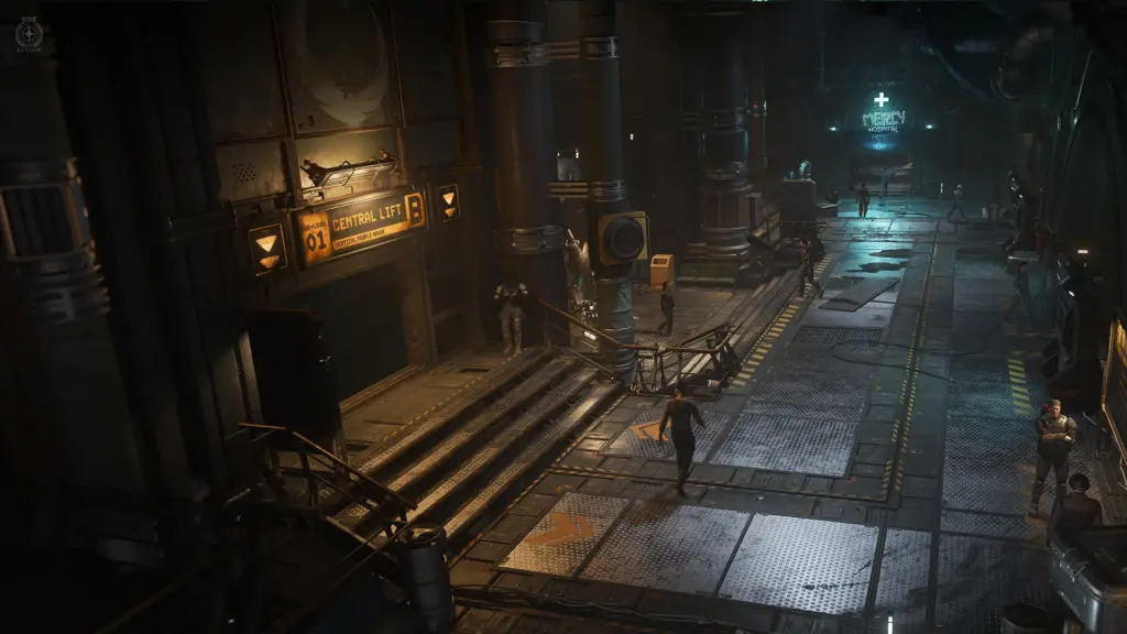 Belebter Korridor in Levski aus Star Citizen