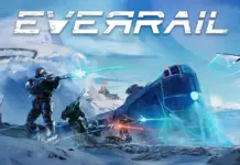 EverRail in der Vorschau: Survival, bei dem jeder Halt zählt EverRail-Keyart mit Zug, bewaffneten Figuren und Gleitern in einer verschneiten Landschaft