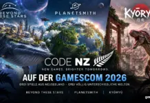 Headerbild zum gamescom-2026-Bericht über Beyond These Stars, PlanetSmith und KYŌRYŪ bei CODE NZ