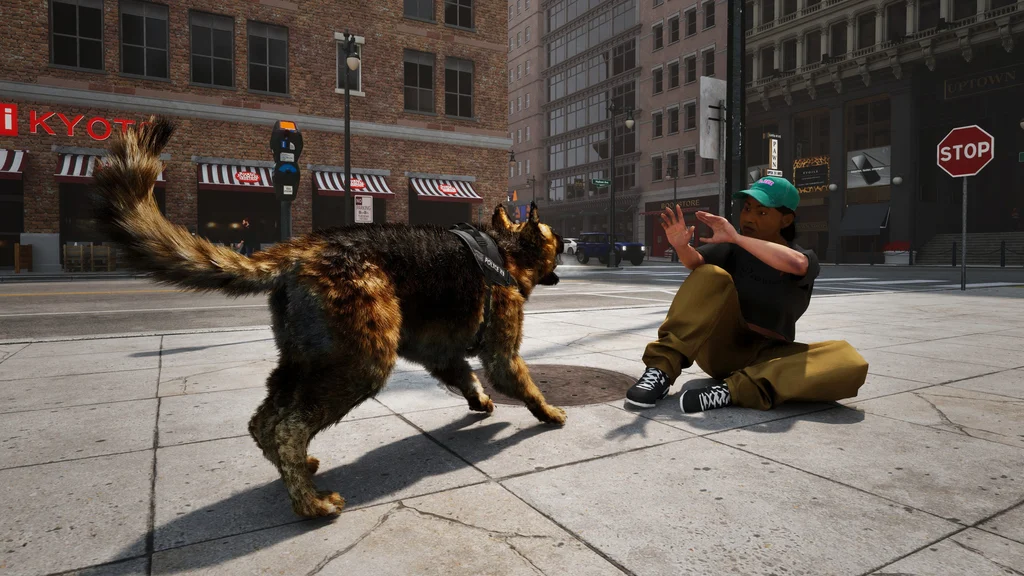 K9-Diensthund stellt einen Verdächtigen in Police Simulator