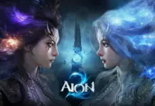 AION 2 im Test: Himmelsstürmer mit Grind-Beigeschmack Zwei gegenübergestellte Figuren auf dem Launch-Key-Art von AION 2